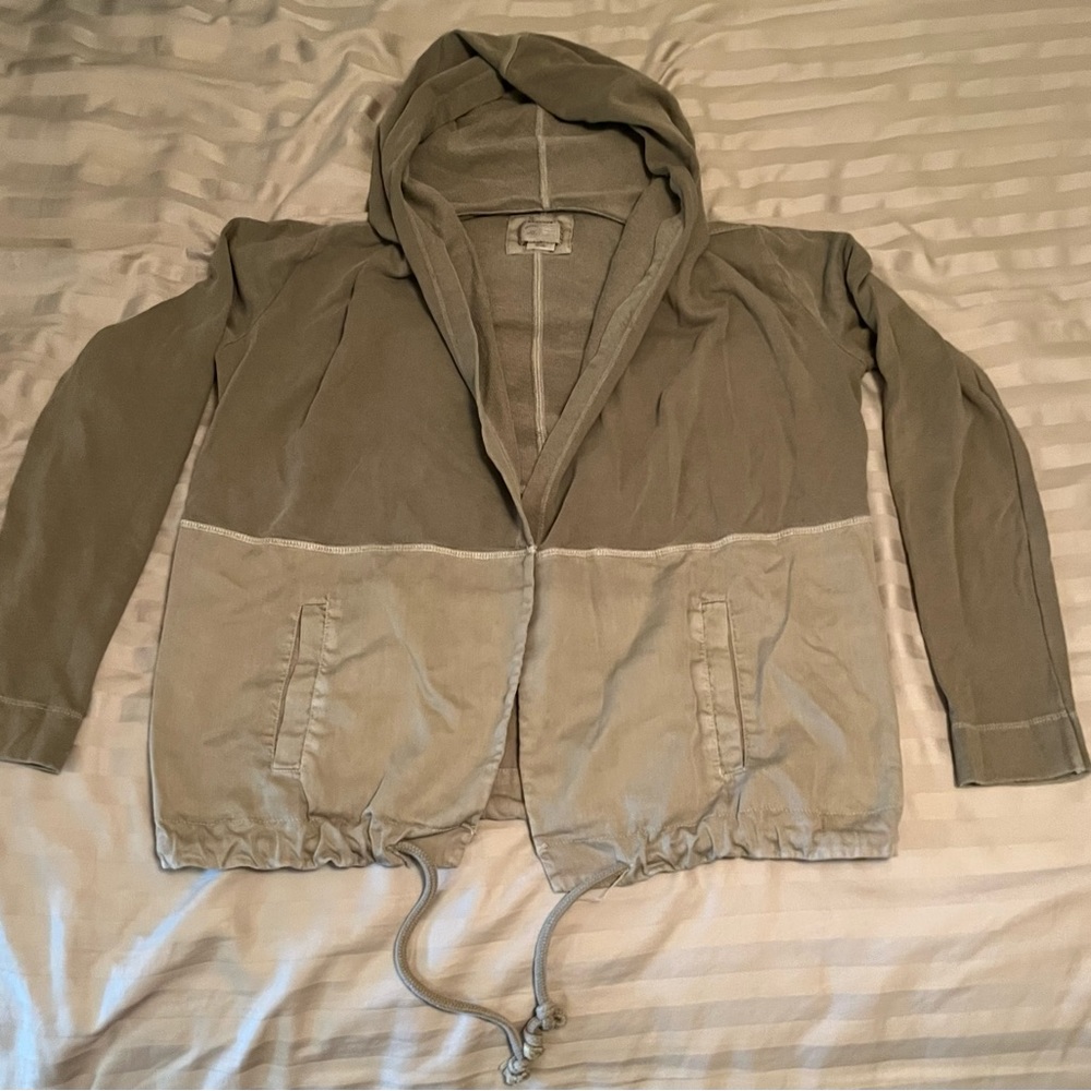 Anthropologie Postmark X-Small Green Open Front Anorak Hooded Jacket - Picture 7 of 15
